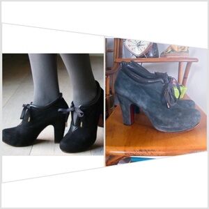 Chie Mihara Black Suede Lace-Up Ankle Booties